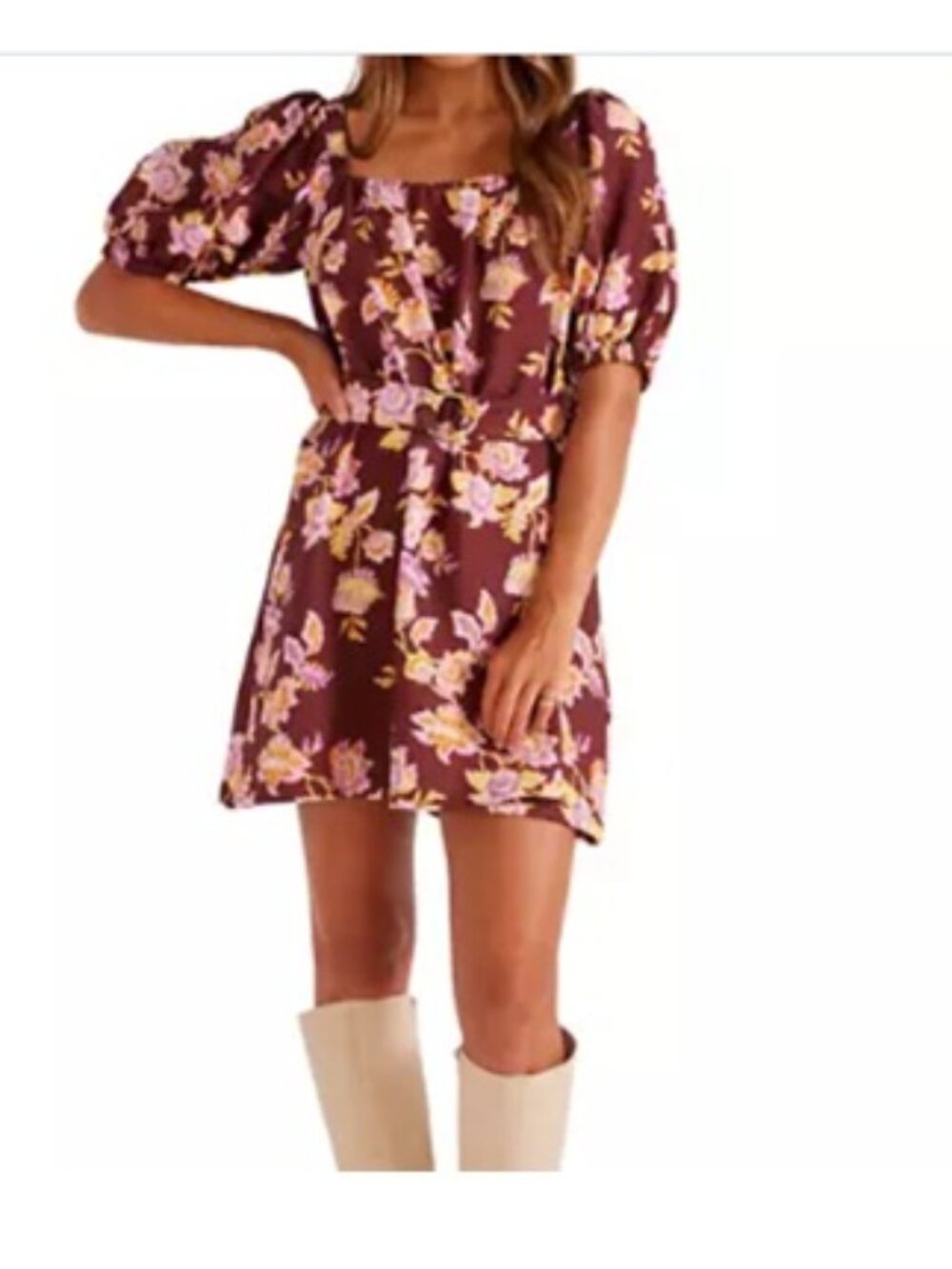 🤎🩷MINKPINK Giselle Belted Brown Floral Mini Dress L